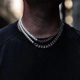 Titanium Steel Pearl Cuban Chain Geometric Punk Style Necklace