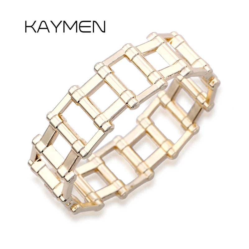 Unisex Punk Style Geometric Gold Bangle Cuff Bracelet