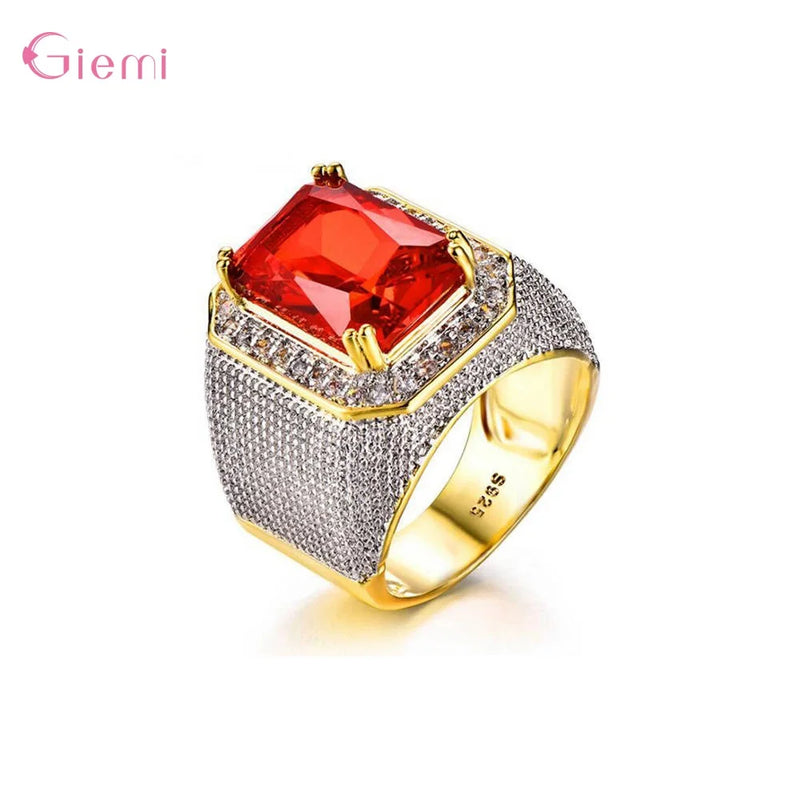 Unisex Rhinestone Set Ring 925 Sterling Silver CZ Jewelry