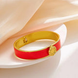 Vintage Enamel Wide 18K Plated Roman Number Bracelet & Bangle