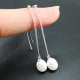 925 Silver Pearl Earrings w/ White Freshwater Pearls 7-8mm