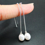 925 Silver Pearl Earrings w/ White Freshwater Pearls 7-8mm