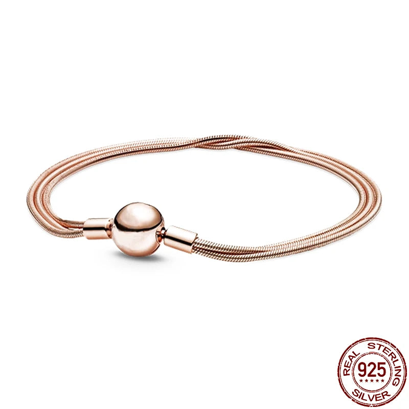 925 Sterling Silver Snake Bone Chain Bracelet for Women's DIY Making