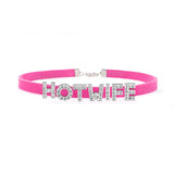 Sexy Rose Red Suede Leather Choker Rhinestone Letters BDSM Jewelry
