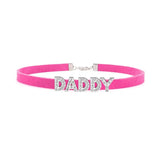 Sexy Rose Red Suede Leather Choker Rhinestone Letters BDSM Jewelry