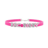 Sexy Rose Red Suede Leather Choker Rhinestone Letters BDSM Jewelry
