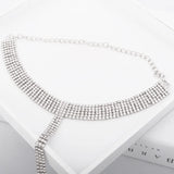 Sexy Silver Crystal Choker Body Chain for Women