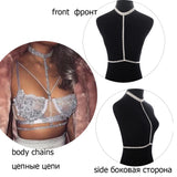 Sexy Silver Crystal Choker Body Chain for Women