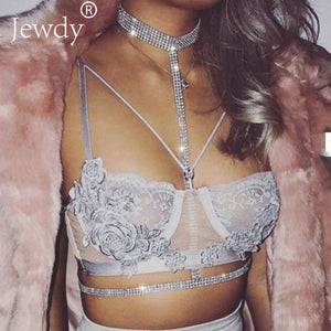 Sexy Silver Crystal Choker Body Chain for Women