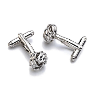 Silver Metal Knot Cufflinks Christmas Gift for Men