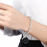 925 Silver Round Card Pendant Bracelet for Wedding