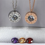 Stainless Steel Crystal Stone Roman Necklace Women Jewelry K0036-2