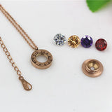 Stainless Steel Crystal Stone Roman Necklace Women Jewelry K0036-2