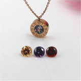 Stainless Steel Crystal Stone Roman Necklace Women Jewelry K0036-2