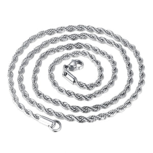 Stainless Steel Rope Chain Choker Necklace for Men Women