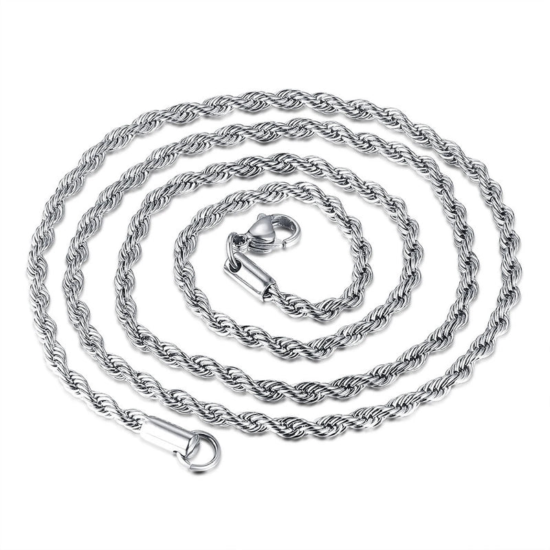 Stainless Steel Rope Chain Choker Necklace for Men Women