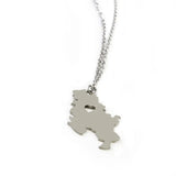 Stainless Steel Serbia Map Pendant Necklace for Women Girls Srbija Jewelry