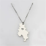 Stainless Steel Serbia Map Pendant Necklace for Women Girls Srbija Jewelry