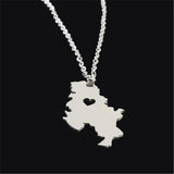 Stainless Steel Serbia Map Pendant Necklace for Women Girls Srbija Jewelry