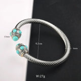 Stainless Steel Turquoise Cable Bracelet Adjustable C-type Titanium Steel