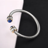 Stainless Steel Turquoise Cable Bracelet Adjustable C-type Titanium Steel