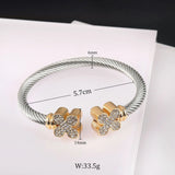 Stainless Steel Turquoise Cable Bracelet Adjustable C-type Titanium Steel
