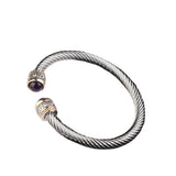 Stainless Steel Turquoise Cable Bracelet Adjustable C-type Titanium Steel