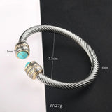 Stainless Steel Turquoise Cable Bracelet Adjustable C-type Titanium Steel