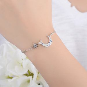 Hot Star Moon Style Women Bracelet 925 Sterling Silver Bangle