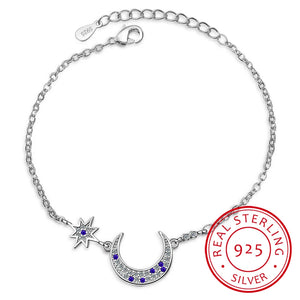 Hot Star Moon Style Women Bracelet 925 Sterling Silver Bangle