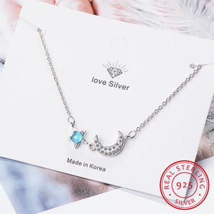 Hot Star Moon Style 925 Silver Bracelet Women Bangle Accessory