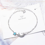 Hot Star Moon Style 925 Silver Bracelet Women Bangle Accessory