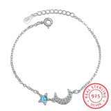 925 Sterling Silver Wedding Bracelet Bangle Moon Style Charm Accessory