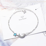 925 Sterling Silver Wedding Bracelet Bangle Moon Style Charm Accessory