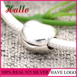 Sterling Silver Heart Clip Charm Beads Fit Charms Bracelet 925 Jewelry