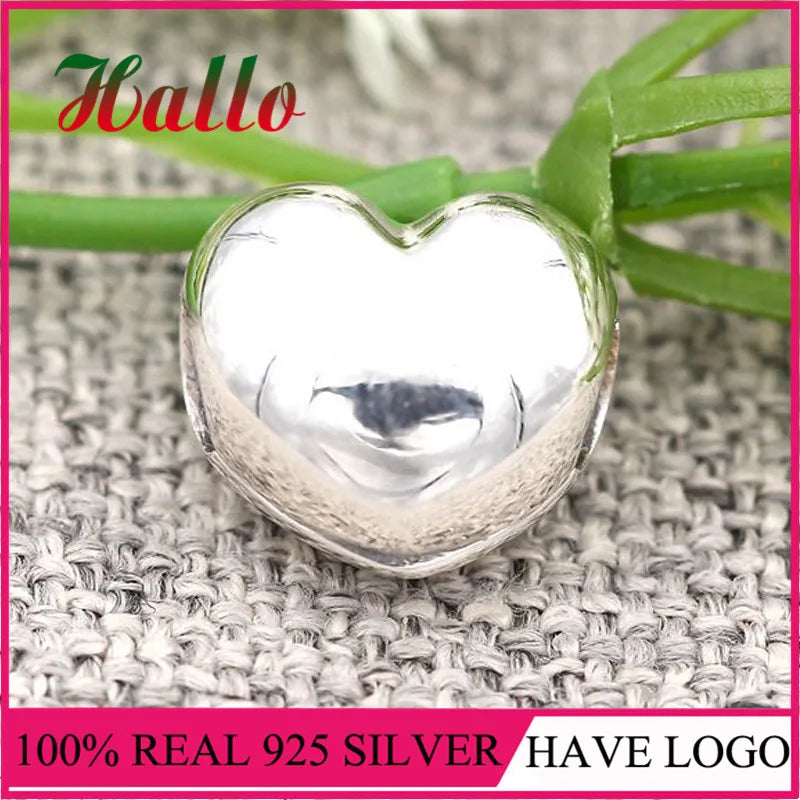 Sterling Silver Heart Clip Charm Beads Fit Charms Bracelet 925 Jewelry
