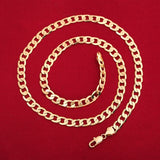 925 Silver Plated 18K 8MM Chain Bracelet Necklace Set