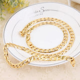925 Silver Plated 18K 8MM Chain Bracelet Necklace Set