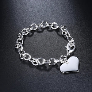 Romantic Heart 925 Sterling Silver Bracelet for Women