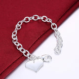 Romantic Heart 925 Sterling Silver Bracelet for Women