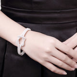 Hot Street 925 Sterling Silver Knotted Net Bangle Cuff Bracelet for Women