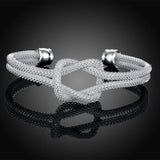 Hot Street 925 Sterling Silver Knotted Net Bangle Cuff Bracelet for Women