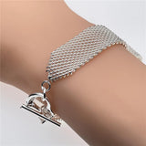 Hot Silver Net Chain Bracelets Earrings Set for Women