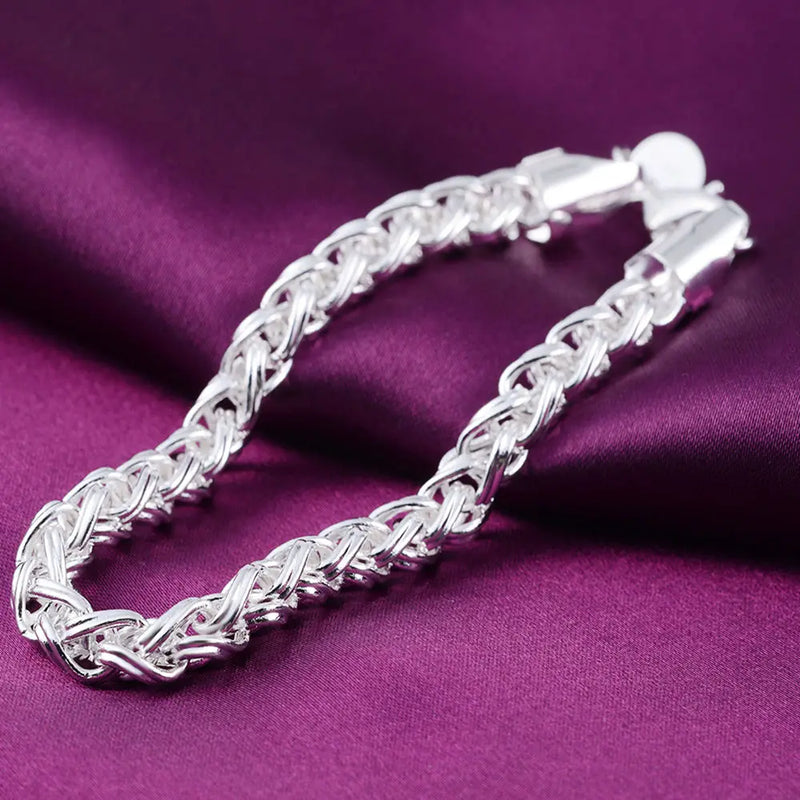 Hot Street Twisting Circle 925 Sterling Silver Bracelet Wedding Party Jewelry
