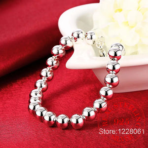 925 Silver Hollow Beads Bracelet - Woman's Fine Jewelry