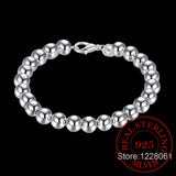 925 Silver Hollow Beads Bracelet - Woman's Fine Jewelry