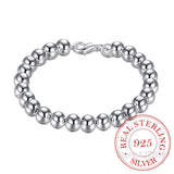 925 Silver Hollow Beads Bracelet - Woman's Fine Jewelry