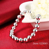 925 Silver Hollow Beads Bracelet - Woman's Fine Jewelry