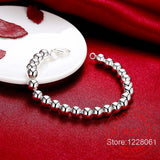 925 Silver Hollow Beads Bracelet - Woman's Fine Jewelry