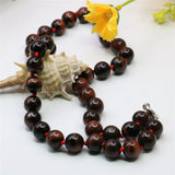 Natural Red Tiger Eye Stone Round Beads Necklace 18inch